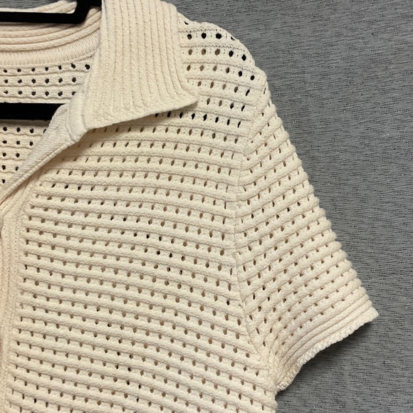 Cream Short Sleeve Sweater with Fringe - Picture 4 of 6